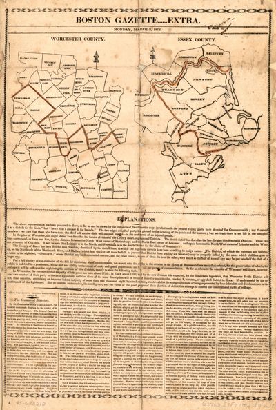 Image of old map that shows outlines of the Political Parties of the Thirteenth Congress